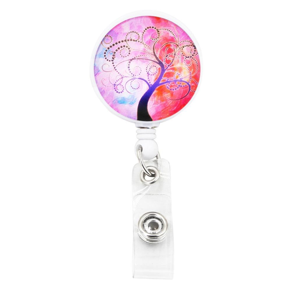 1PC ID Retractable Badge Holder with Alligator Clip Life Tree Retractable Cord ID Badge Reel 24 inch: K99