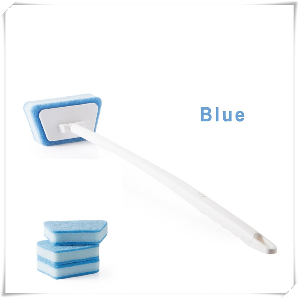 Msjo conjunto de escova para banheira, conjunto com escova para limpeza de azulejo, banheiro, esponjas de limpeza, cabo longo, furacão, esponja de limpeza: Bathtub brush Blue