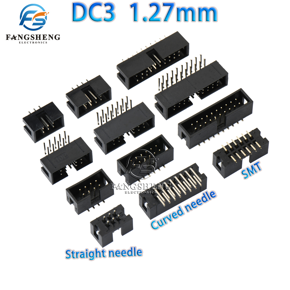 10Pcs DIP/SMT 6/10/26/34/40Pin 1.27mm Pitch Male Socket Straight Idc Box Headers Pcb Connector Double Row 10p/20p/50p Dc3 Header