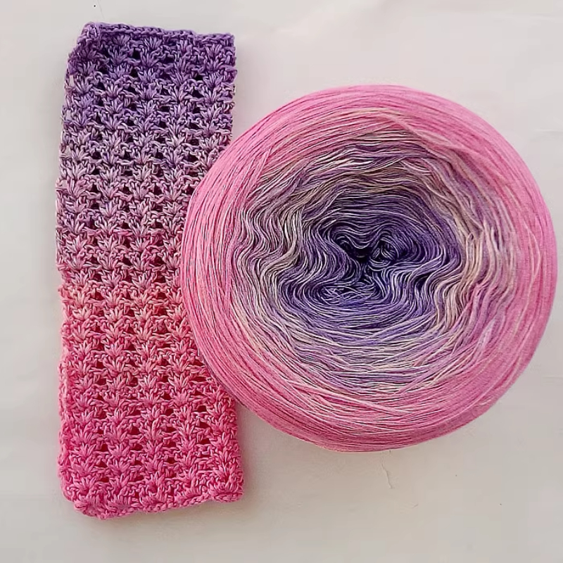 300g Rainbow Gradient Color Cake Yarn Organic Cotton Blend Yarn Segmented splicing line DIY Scarf Shawl Skirt Wool Yarn Crochet