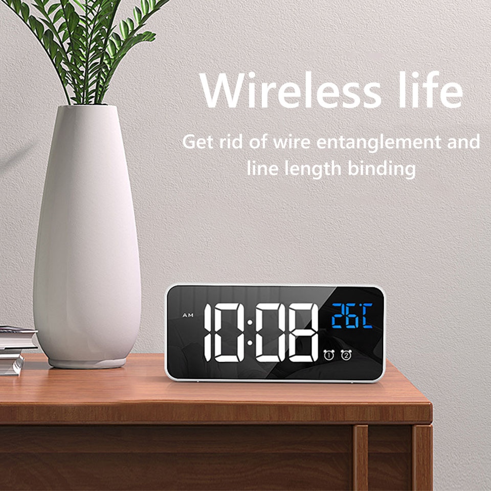 Student Alarm Clock Multi-function LED Clock Plug-in Charging Dual-use Voice-activated Clock Bedroom Living Room Office Use