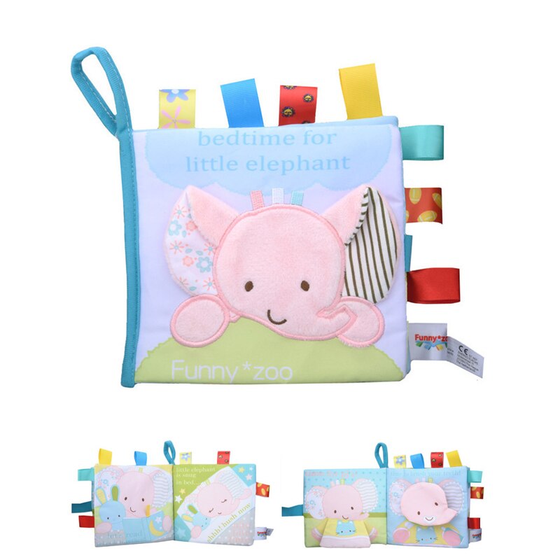 Soft Books Infant Early cognitive Development My Quiet Bookes baby goodnight educational Unfolding Cloth Book Activity Book DS19: elephant