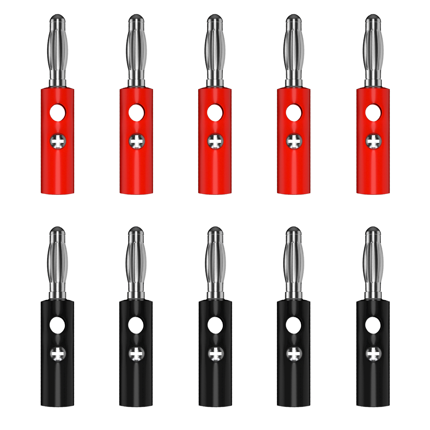 Jzdz 10Pcs 4Mm Banaan Plug Pin Audio Speaker Elektrische Connector Schroef Sluit 5 Kleuren Diy Onderdelen J.10015: MULTI