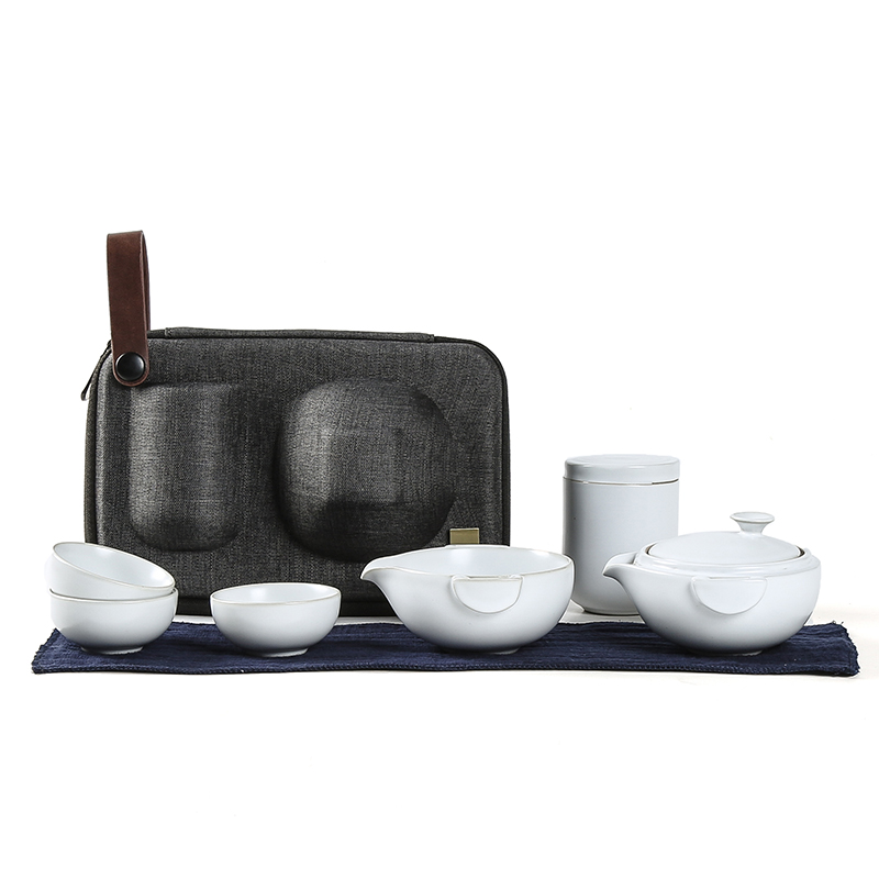 Oriental riverkit Kungfu Draagbare Reizen Theeset Porseleinen Theepot Theepot Theekopjes Met Een Pan En Twee Kopjes Voor Geschenk Huishoudelijke Theeservies