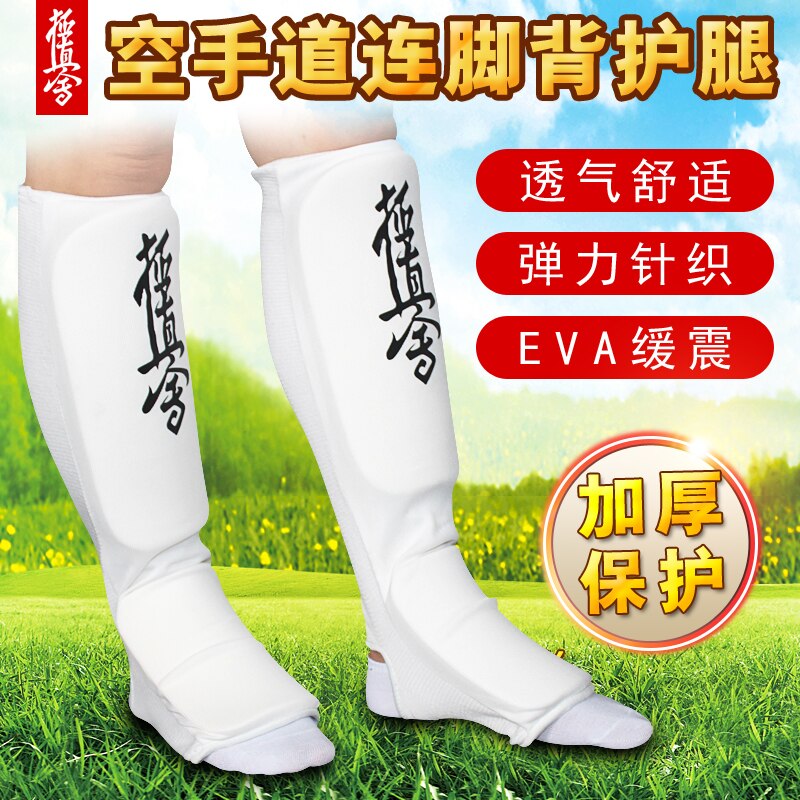 Espinilleras de kárate para niños y adultos, protector de pierna de Taekwondo MMA, almohadillas para el pie, almohadilla de tela blanca y negra, de buena , novedad