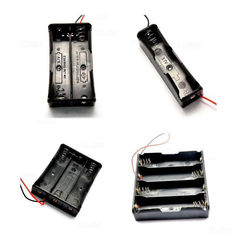 1X 2X 3X 4X 18650 Battery Case Holder 3.7V Plastic Battery Storage Box Case Holder Leads with Storage Box With Wire Lead