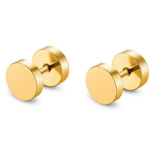 6 Pairs Barbell Oor Stud Set Titanium Staal Hypoallergeen Piercing Punk Oorbellen Sieraden Voor Mannen Vrouwen 8Mm Goud Zilver zwart: StyleB-Gold-1pairs