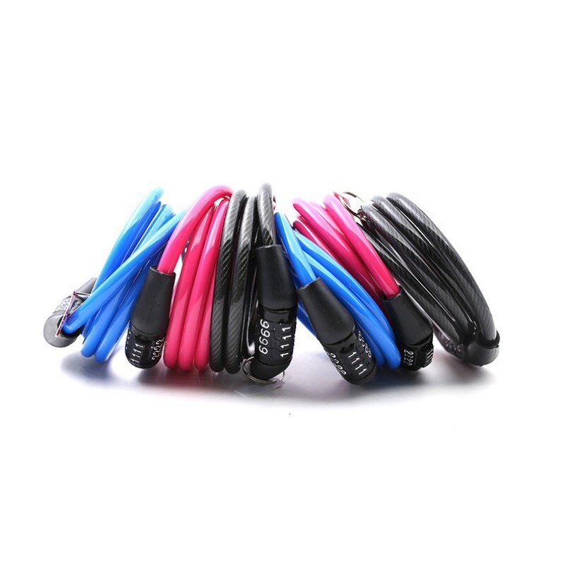 4-Digit Password Bicycle Code Lock Mountain Bike Portable Security Anti-theft Cable Lock Steel Wire Lock Bicycle Parts