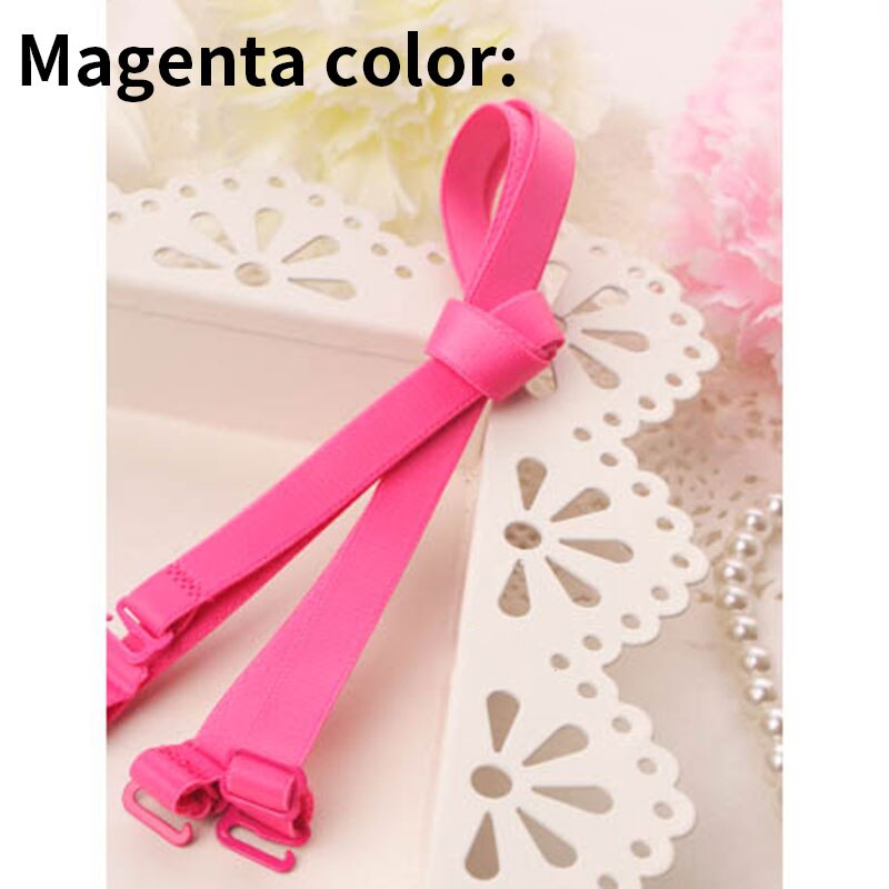 Colored Underwear Adjustable Removable Shoulder Elastic Accessories Bra Straps For Bra 1.0cm Width 10mm Non-Slip: Magenta color