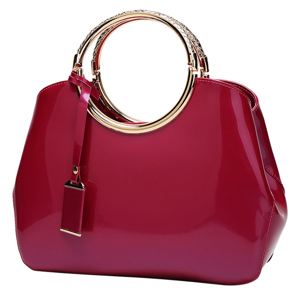 Coofit Weibliche Elegante Ring Handtasche Großzügige Goldene Griff Hülse Tasche Womens Feste PU Schulter Taschen Abend Taschen Für Dame: Rose rot