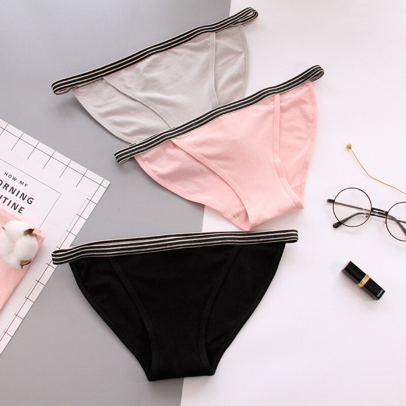 5pcs/lot girls combed cotton underwear women's women's briefs side of the pure color pants B05