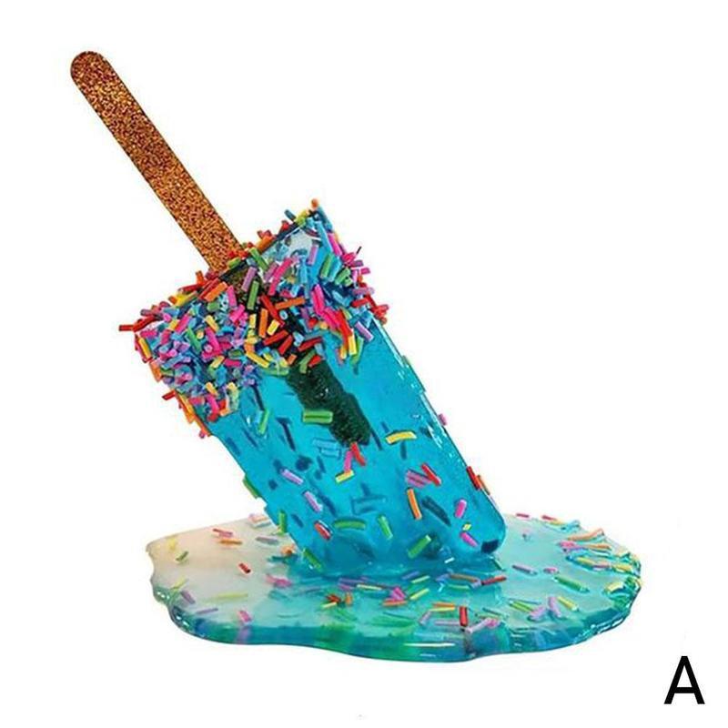 Is smältande istappar skulptur dekoration miniatyr harts hantverk popsicles glass tillbehör heminredning: A