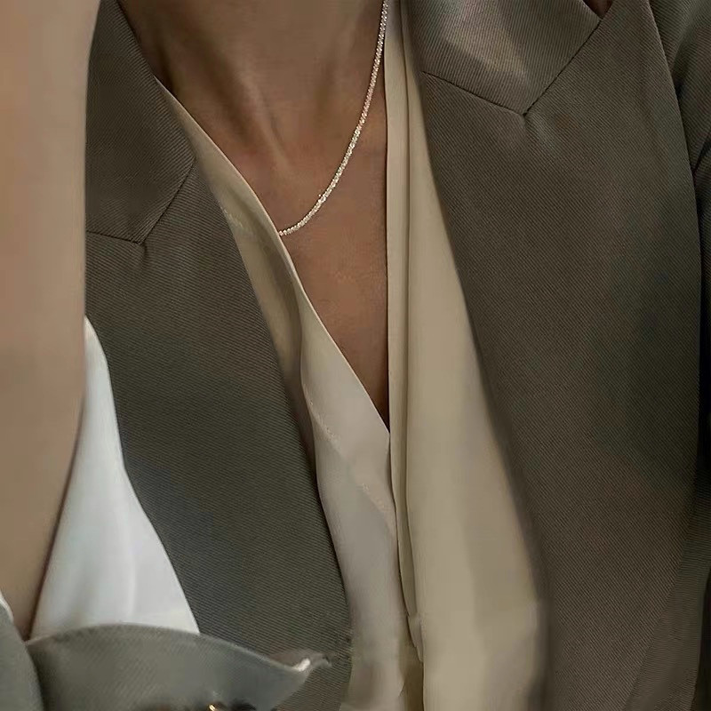 2024 Trend lśniące srebro kolor naszyjnik Choker dla kobiet elegancki łańcuszek do obojczyka naszyjnik impreza ślubna kołnierz biżuteria prezenty