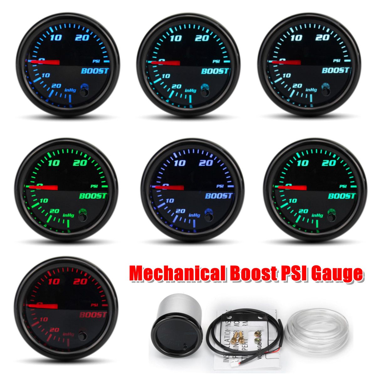 Digital Gauge Cluster, Waterproof 7 Color Backlight 52mm/82mm Water/Oil