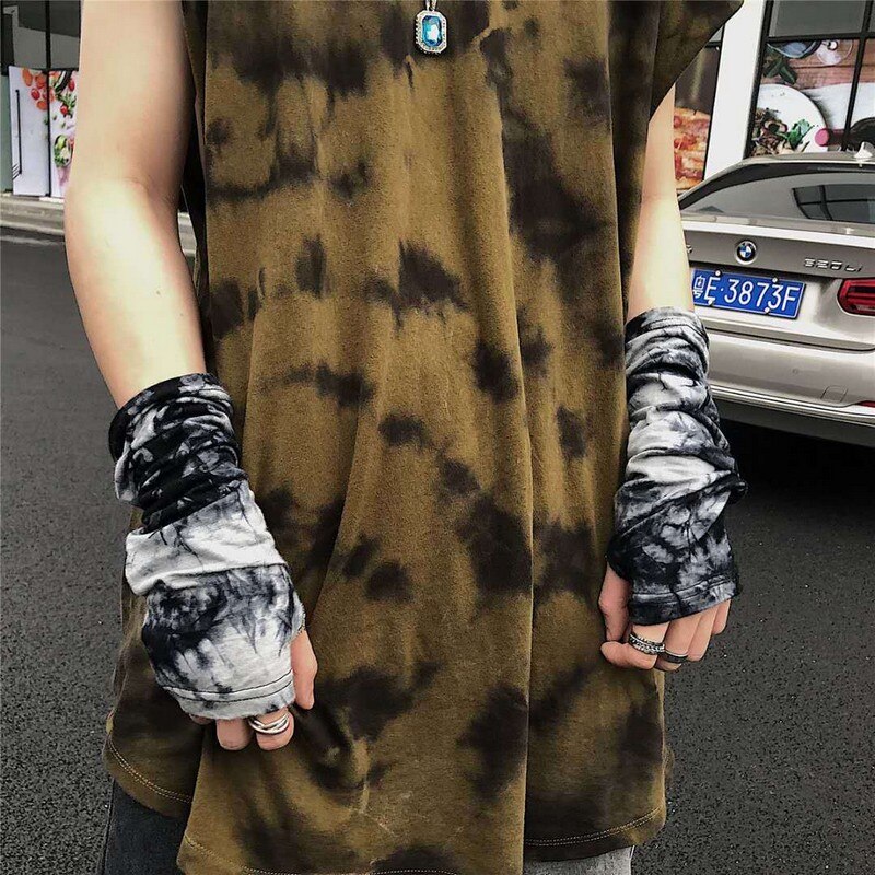NiceMix gants fins gothiques unisexes | Gants Punk gothiques sans doigts, gants pour femmes et hommes Sport Ninja longueur coude, gants frais chauffe-bras
