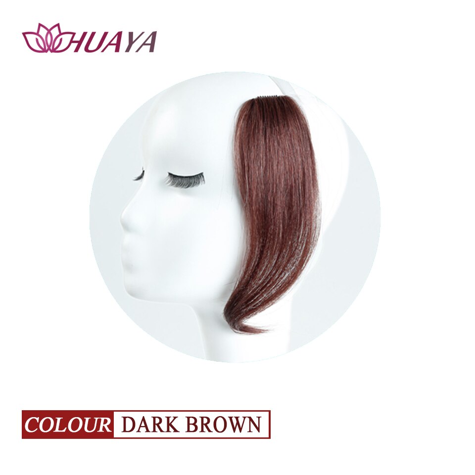 HUAYA Handmade Natural Bangs Hair Extension Heat Resistant Fiber Wigs Bangs Women's' Middle Part Hairstyle Bangs Clip: T1B/613 / 12inches