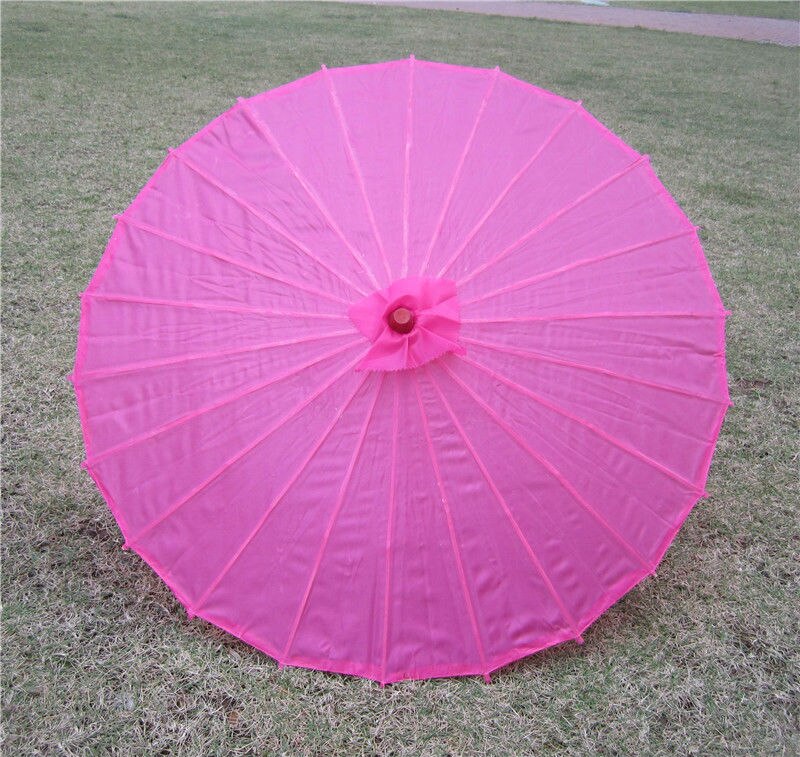 Chinese colored fabric umbrella, white pink parasols, China traditional dance color parasol, Japanese silk props: HOT PINK