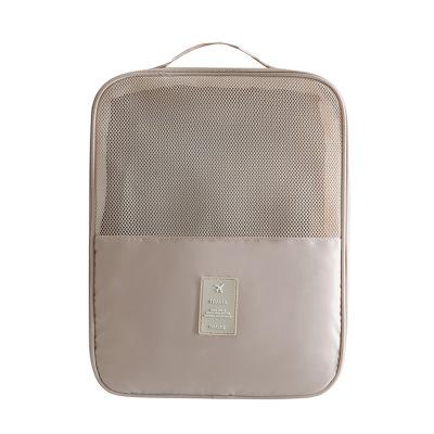 Sac à chaussures étanche en Nylon de couleur unie, sacs à chaussures, sacs de voyage, sac de rangement Portable à Double couche, sac de rangement sec et humide: Beige