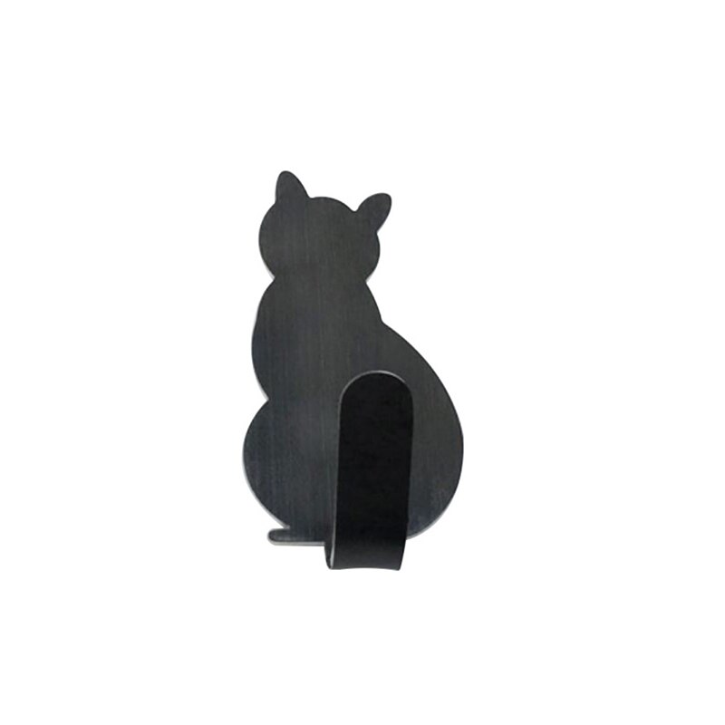 Portallaves de pared con forma de gato, 2 uds., llavero decorativo de acero inoxidable, ganchos para llaves colgante decoración para el hogar: Gris