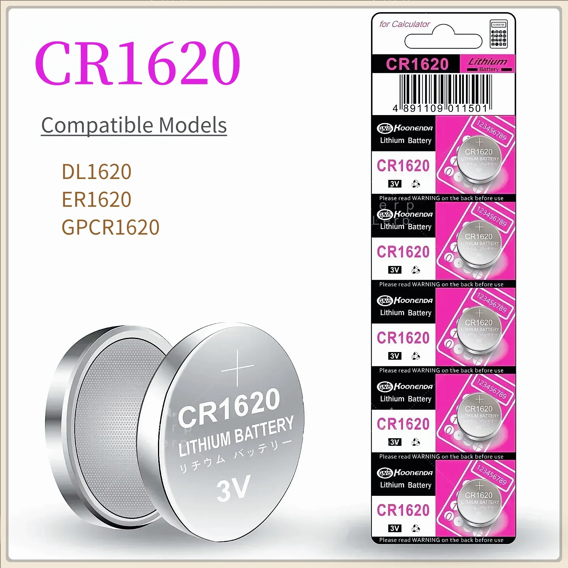 2025 Nova bateria de botão CR1620, 3V, botão de limite, controle remoto