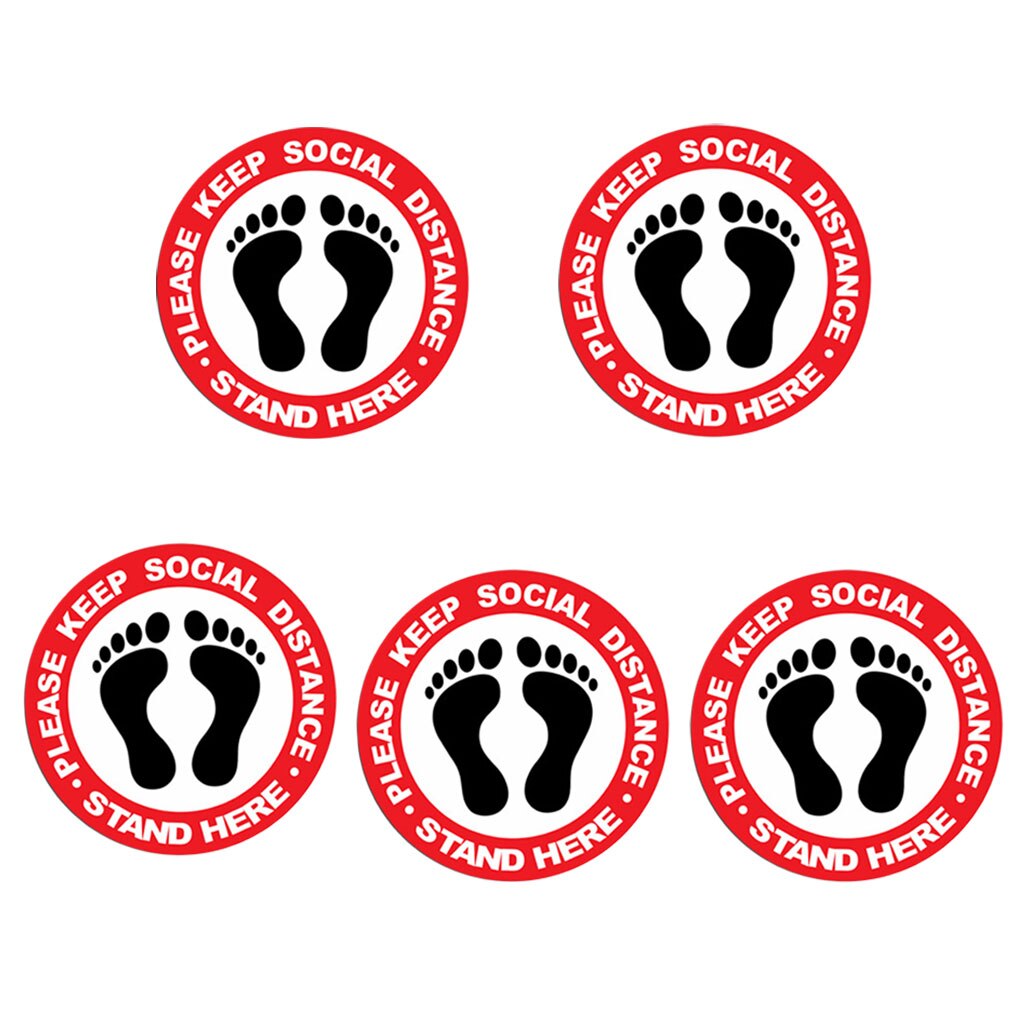 5x Social Distancing Floor Decals 6 Feet Notice Floor Sign for Queues Lines: A