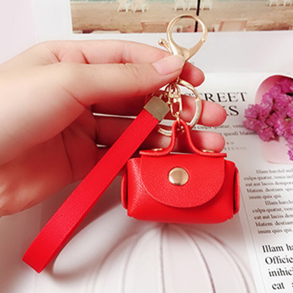 Sød kawaii mini taske nøglering nøglering kvinder bil pung vedhæng nøgleringe: Rød
