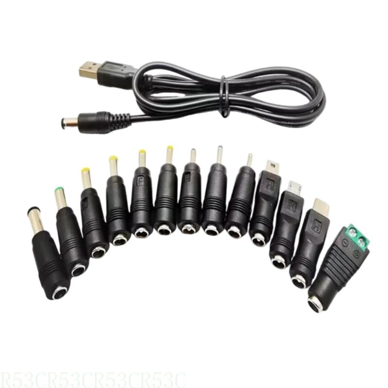 R53c strømkabler 5v usb  to 5.5 x 2.1mm strømkabel med 13 stik til router led