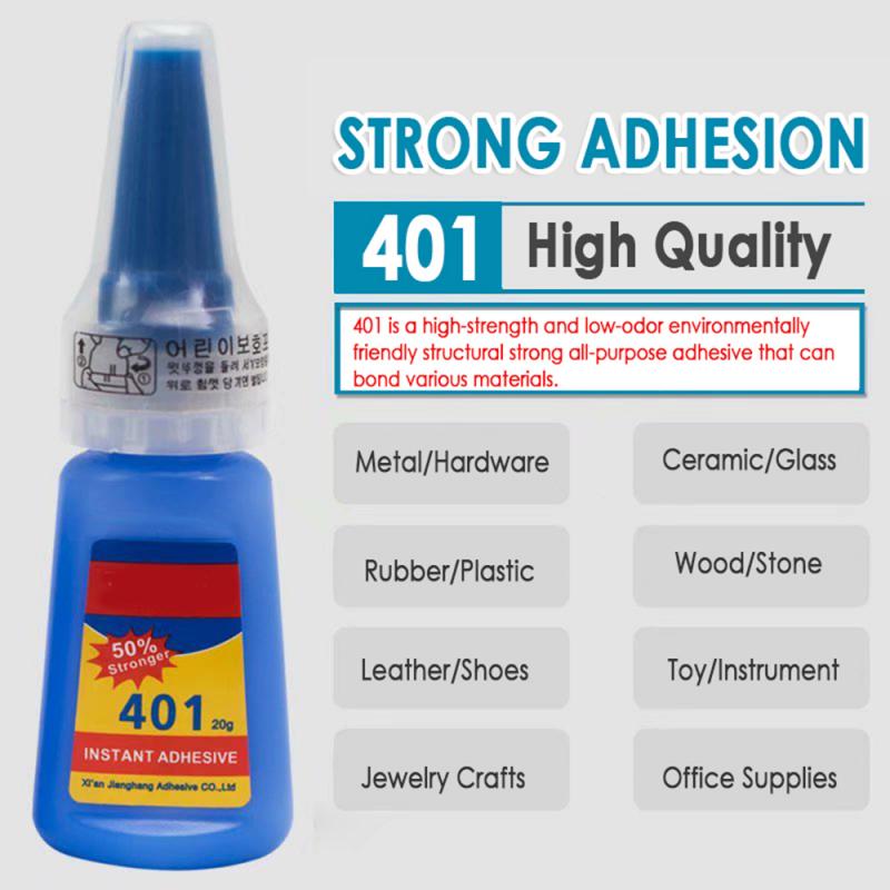 401 20g Bottle Super Adhesion Instant Adhesive Multi-Purpose Super Glue For PVC Plastic Materials Leather Ceramic Wood Plastic