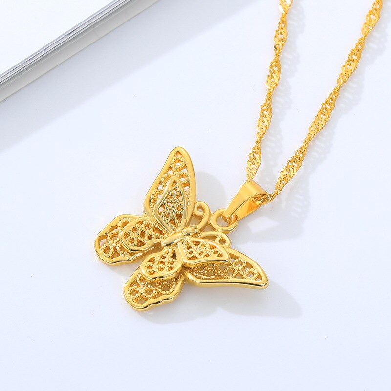 Collar de cadena con forma de mariposa para mujer, Gargantilla, color dorado y plateado,
