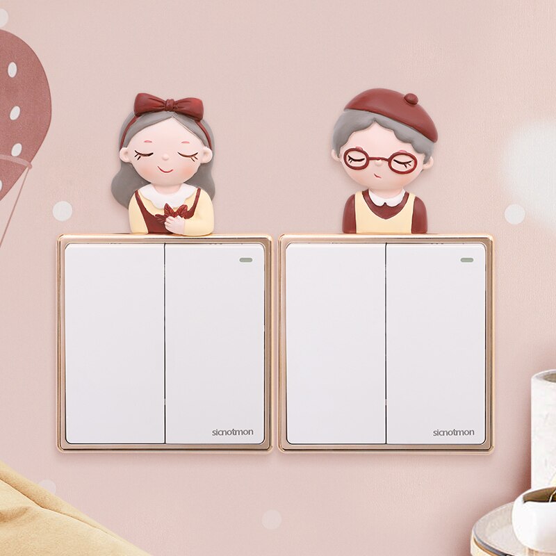 Cartoon Switch Stickers Resin Girls And Boys Switch Cover Room Decor 3D On-off Socket Sticker Wall Light Socket Stickers