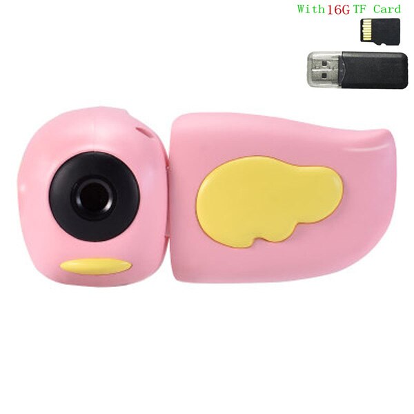 8mp børn videokamera fuld  hd 1080p digitale børn videokamera legetøj foto video optager dv med 2.0 &quot; tft-skærm til børn& #39 ;: Lyserødt 16g kort