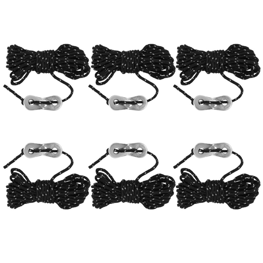 6Pcs 4 Meter Guyline Tent Touw Reflecterende Touw Tent Cord Met 2-Eye Touw Spanners Voor Camping Wandelen backpacken (Groen): Black