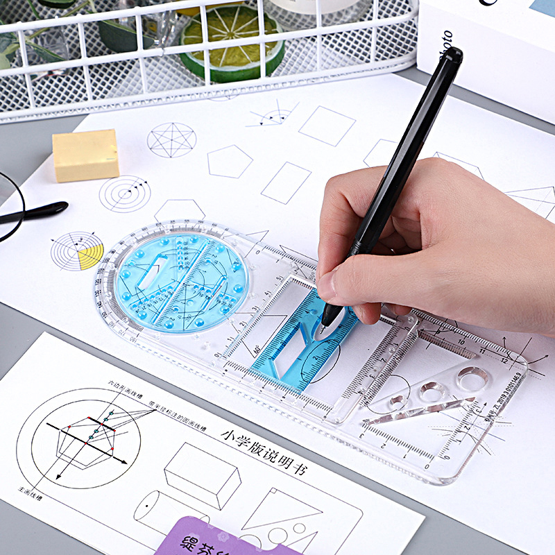Multifunctional Geometric Ruler Geometric Drawing Template Measuring Tool For School Office Supplies Drawing Measuring Ruler