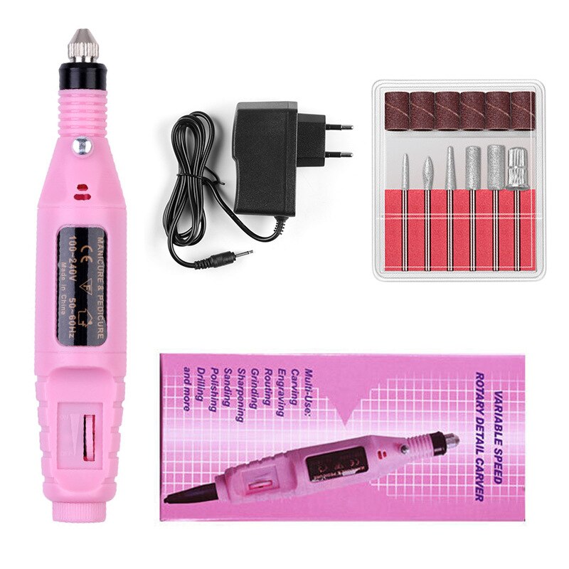 Professionele Elektrische Nagel Boor Machine Manicure Machine Pedicure Boor Set Keramische Nagelvijl Nail Boor Apparatuur Gereedschappen: EU  PLUG PINK