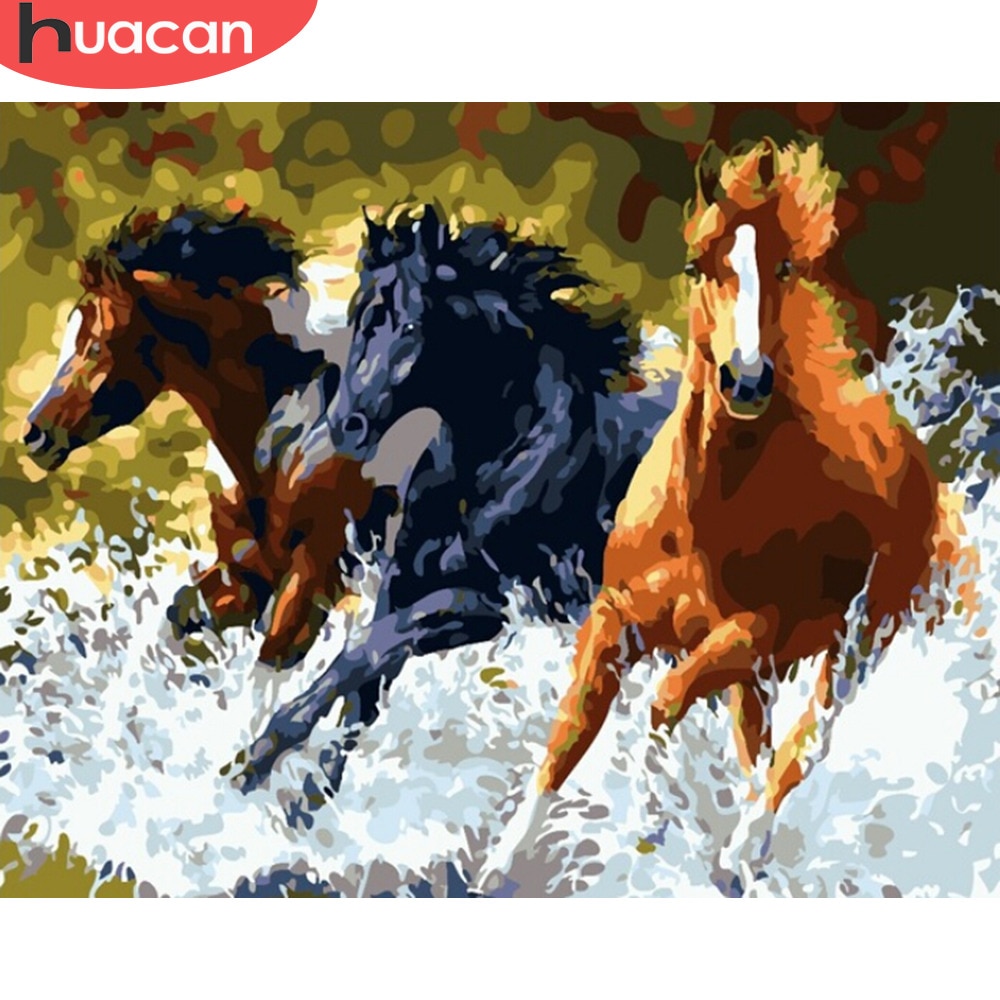 HUACAN Painting By Numbers Horse Animals HandPainted Kits Drawing Canvas DIY Oil Pictures By Numbers Home Decoration