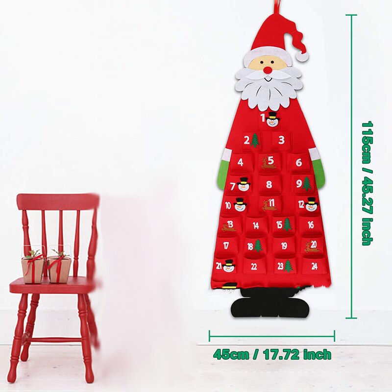 Jul nedtælling adventskalender filt klud julemanden ornamenter xmas år juledekoration prop