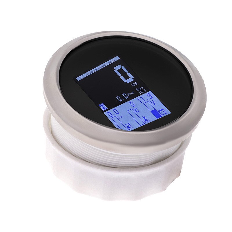 85mm 4 in 1 Multi-functional Gauge Universal LCD Digital Tachometer 0-9999RPM Water temp Oil Pressure 0~10Bar With Alarm