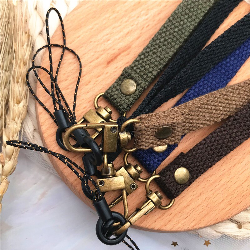Moda unissex multi chaveiro tecido de lona webbing casual alça do telefone móvel para cartão de identificação chave pulseira usb crachá titular alça de pulso