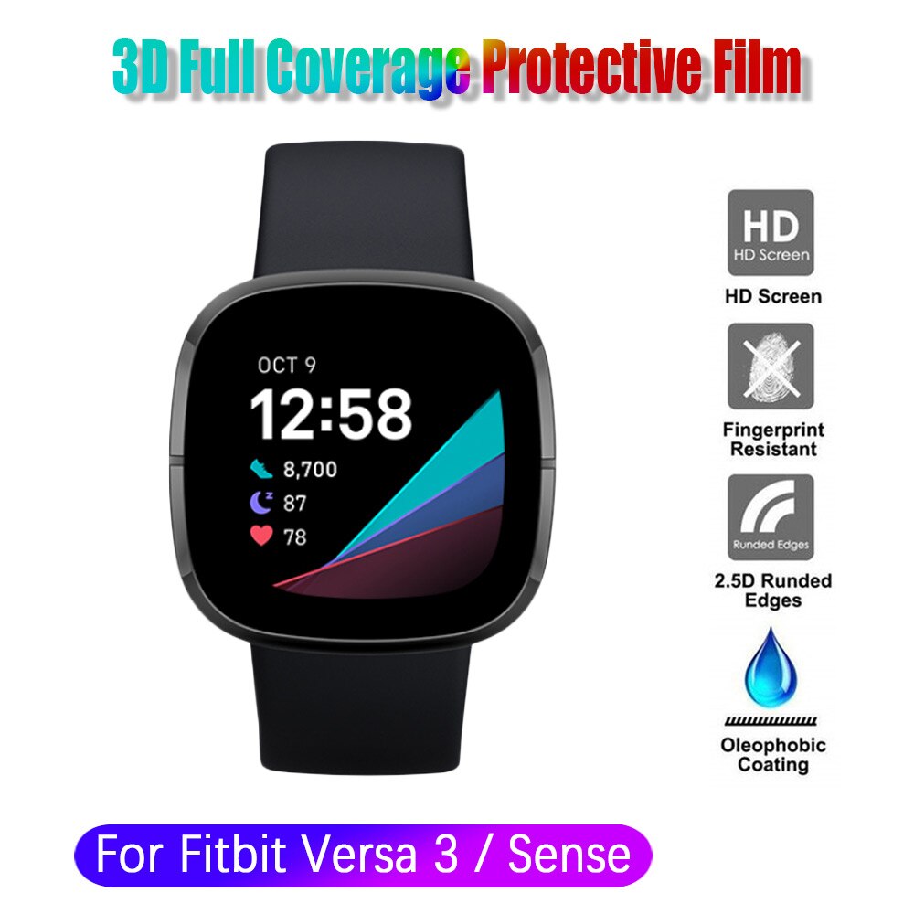 3D Full Coverage Clear Hd Beschermende Film Smartwatch Guard Voor Fitbit Versa 2 3 Gevoel Smartwatch Screen Protector Accessoires