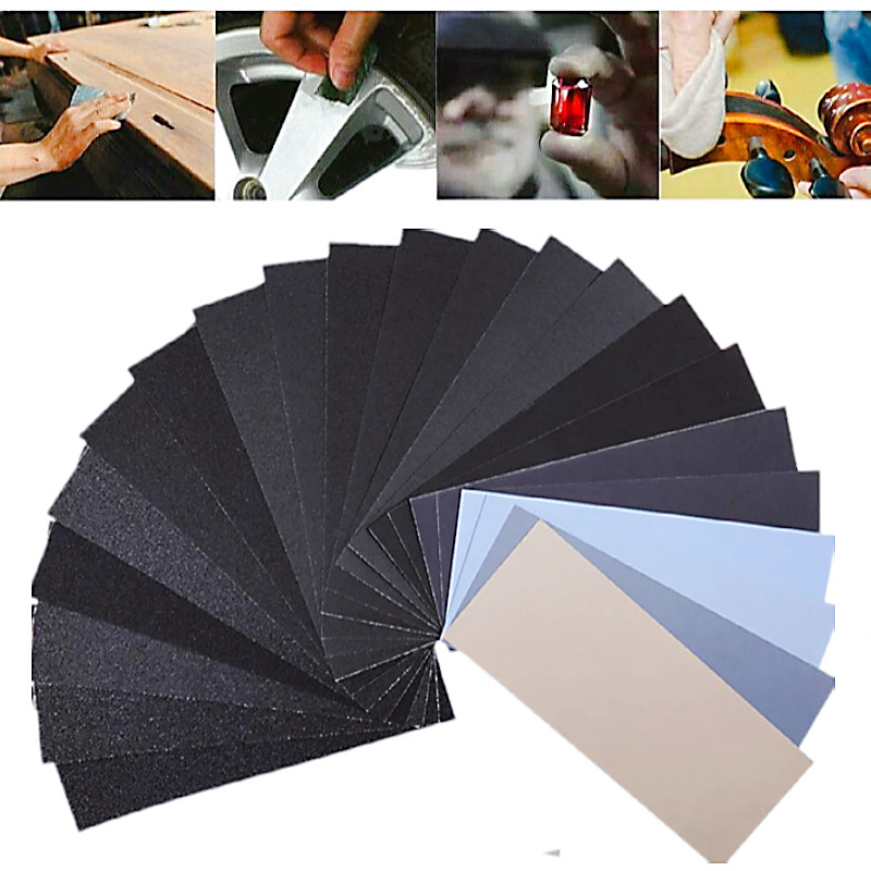 20pc Set di carta vetrata 1000/2000/3000/5000/7000 grana carta abrasiva carta abrasiva abrasiva ad acqua/a secco per lucidatura di metalli in legno Automotive