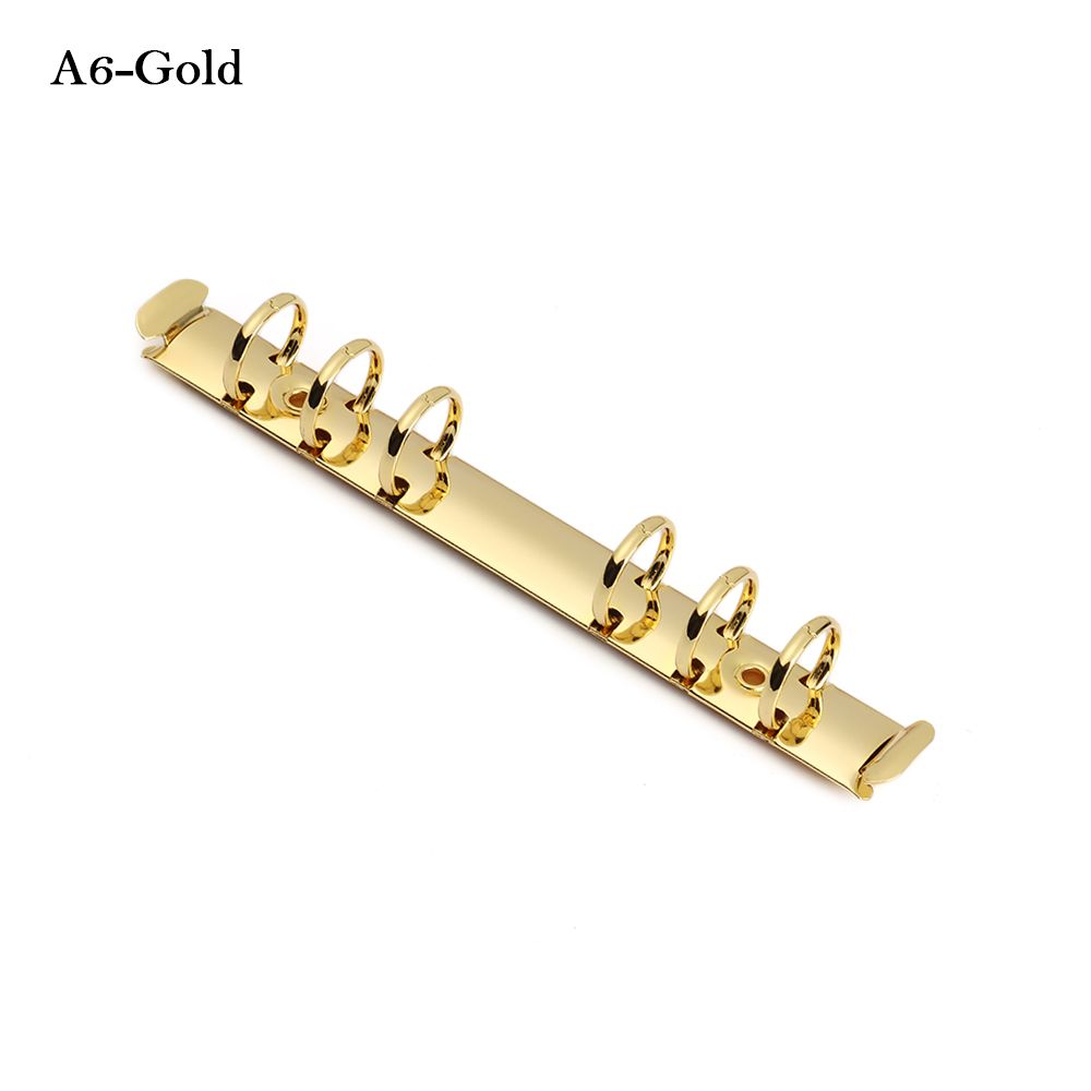 Metal Notebook Binding Hoops Stationery Refillable DIY Ring Binder Clip Loose-leaf Spring Spiral Rings File Folder Accessory: A6-Gold