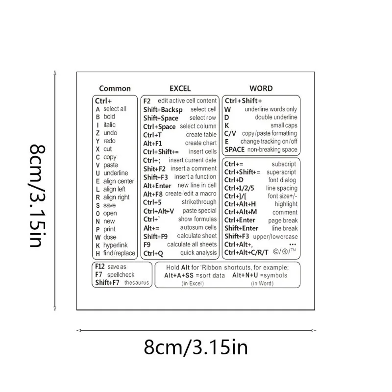 For Mac Windows Keyboard Shortcut Stickers Word Excel Clear Stickers Letter Graphic Laptop Protective Sticker Quick Navigation: green