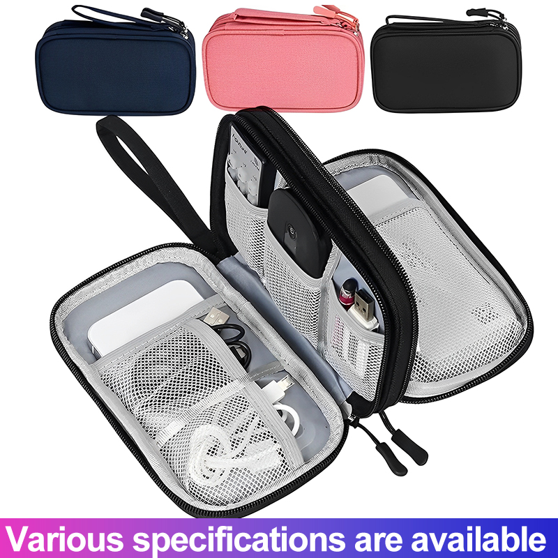 Reise-Organizer, Elektronik-Zubehör-Organizer, tragbar, wasserdicht, doppellagig, Aufbewahrung für Kabel, Festplatte, Powerbank