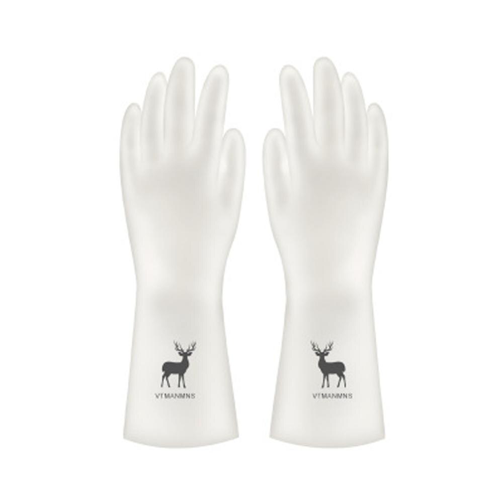 Female waterproof rubber latex dishwashing gloves kitchen durable cleaning housework chores dishwashing tools: Deer / S