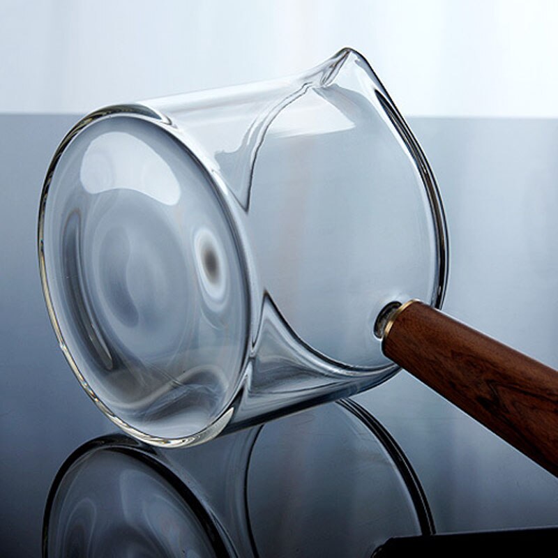 Glass teapot Wooden Handle Thickened Heat-Resistant Glass Kettle Side Handle Flower Teapot Tea Set