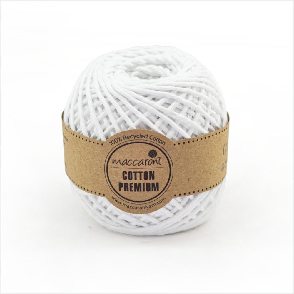 Macaroni bomuld premium macrame garn enkelt snoet 1 mm: Hvid