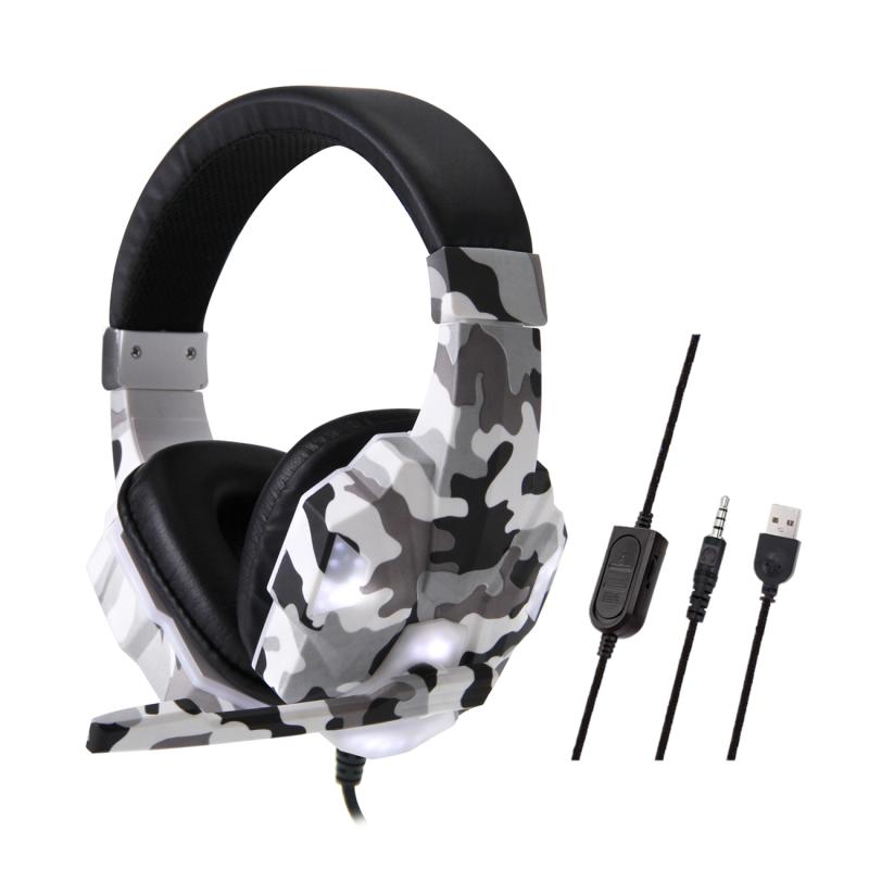 Auriculares PS4 de camuflaje, auriculares de graves para videojuegos, auriculares de juego, auriculares con micrófono para PC, teléfono móvil, nueva tableta Xbox One