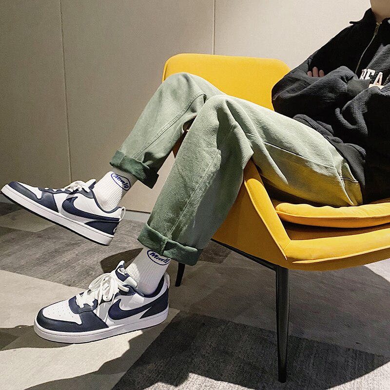 Green Khaki Beige Jeans Men Cotton Casual Jeans Men Streetwear Loose Hip Hop Straight Denim Pants Mens Trousers M-2XL