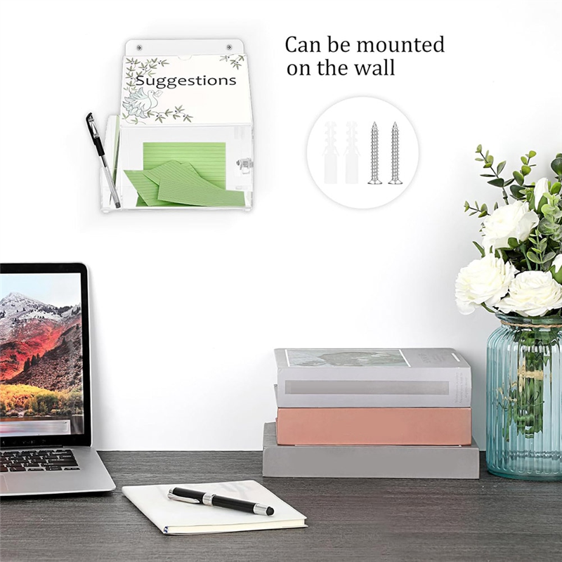 A99E-Acryl-Vorschlagbox mit Schloss, wandmontierte Acryl-Spendenbox mit 12,7 x 17,8 cm Schild, Schlitz, Büro-Betriebsboxen: Ursprünglich Titel