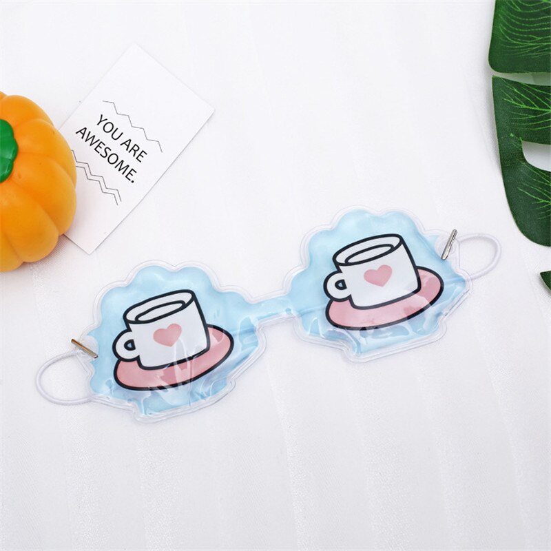 Ice Eye Patch Sleep Eyeshade Cute Cartoon Fruits Cold Compress Relieve Fatigue Sandy Beach Eye Patch Healthcare: glass